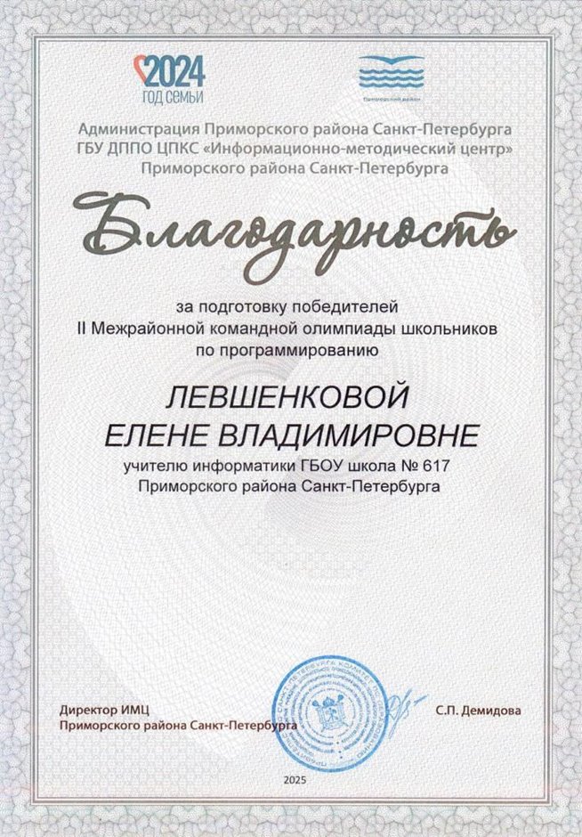 Левшенкова Елена Владимировна 2024-2025